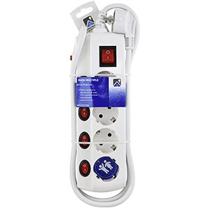 Base 4 tomas con interruptor individual 3g1.5mm² 1.5m
