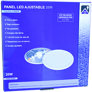 Panel LED redondo 20W anclaje ajustable 4000ºK